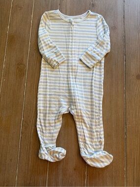 Huggies Soft Cotton Stripe Footed One-Piece in Pastel Blue & Cream